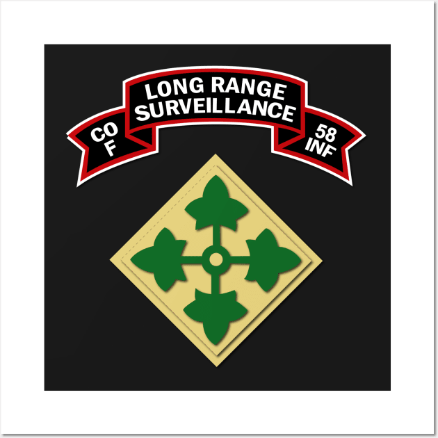 F Co 58th Infantry (Ranger) Scroll - LRRP w 4th ID Wall Art by twix123844